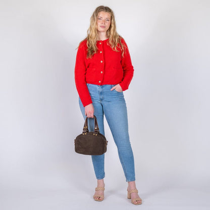 HOFFMAN LEATHER CROSSBODY BAG - MINI - CHOCOLATE SUEDE