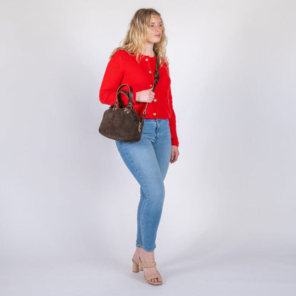 HOFFMAN LEATHER CROSSBODY BAG - MINI - CHOCOLATE SUEDE