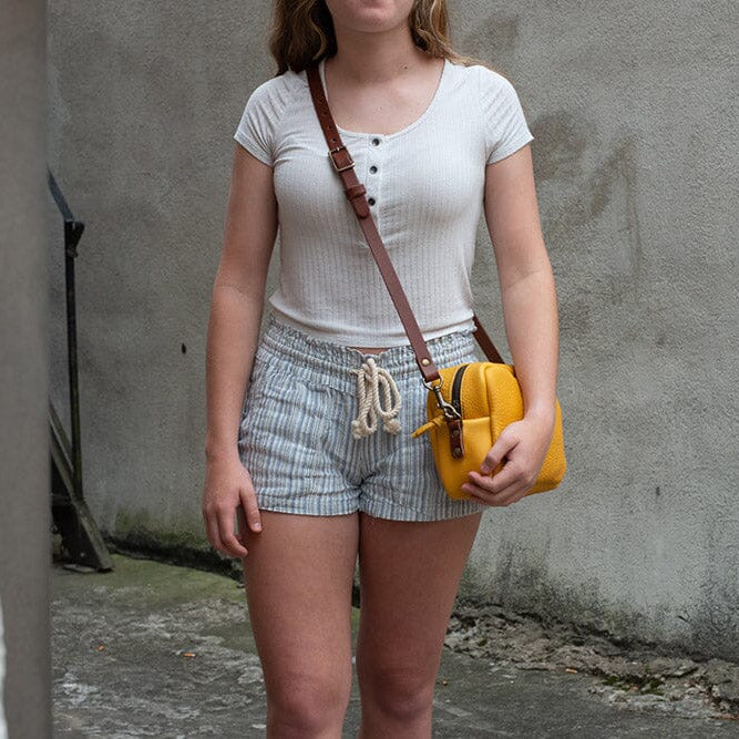 SARAH LEATHER CROSSBODY - GOLDEN SUN