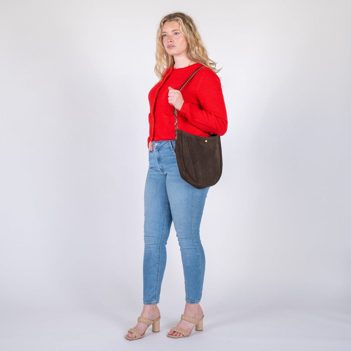 CELESTE LEATHER HOBO BAG - CHOCOLATE SUEDE