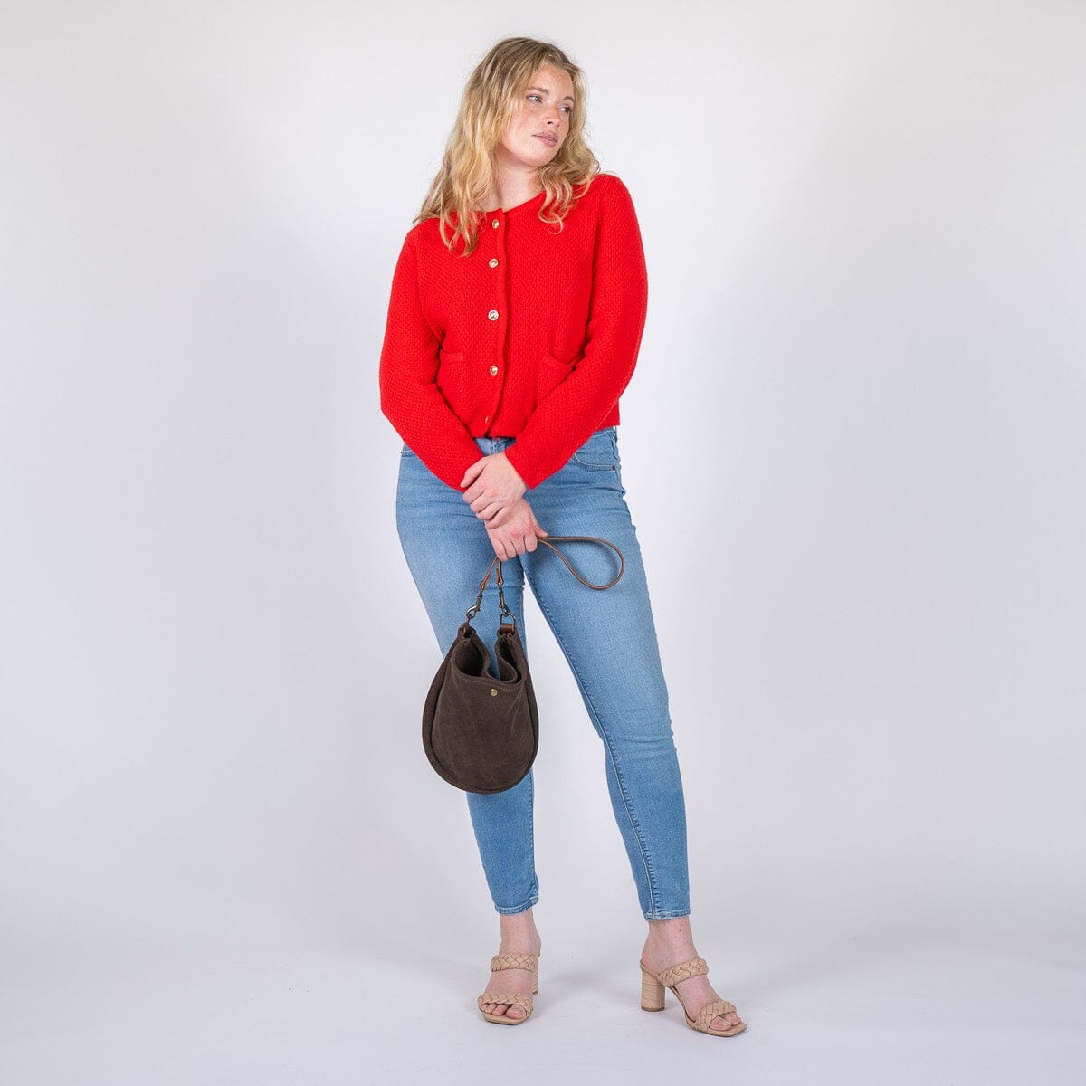 CELESTE LEATHER HOBO BAG - CHOCOLATE SUEDE