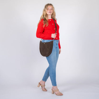 CELESTE LEATHER HOBO BAG - CHOCOLATE SUEDE