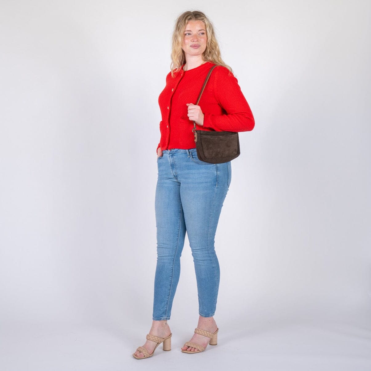 RENNIE LEATHER SHOULDER BAG - CHOCOLATE SUEDE