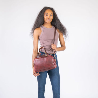 HOFFMAN LEATHER CROSSBODY BAG - WINE BISON