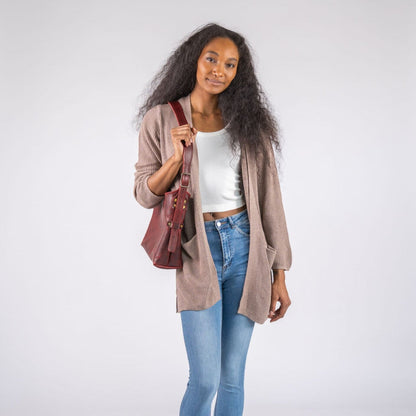 JULIANNE LEATHER HOBO BAG - SMALL