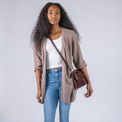 VIVIAN SATCHEL LEATHER CROSSBODY - WINE BISON - IN STOCK