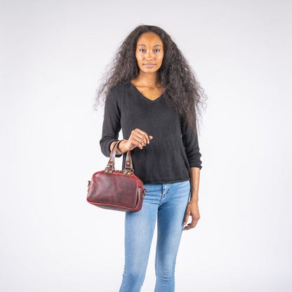 HOFFMAN LEATHER CROSSBODY BAG - MINI - WINE BISON - IN STOCK