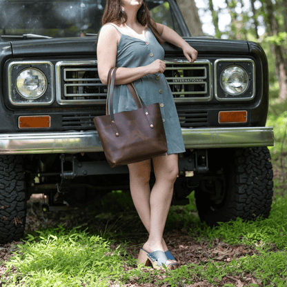 AVERY LEATHER TOTE BAG - SMALL - RUSTIC PECAN