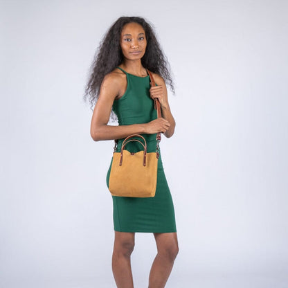 AVERY LEATHER TOTE BAG - MINI CROSSBODY - DESERT SUEDE