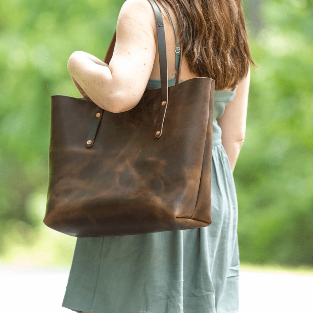 AVERY LEATHER TOTE BAG - LARGE - RUSTIC PECAN