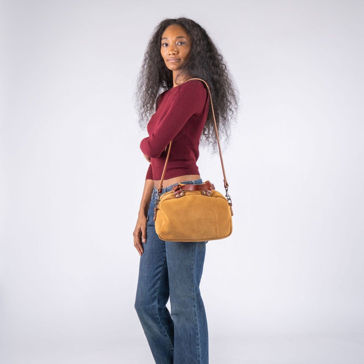 HOFFMAN LEATHER CROSSBODY BAG - DESERT SUEDE