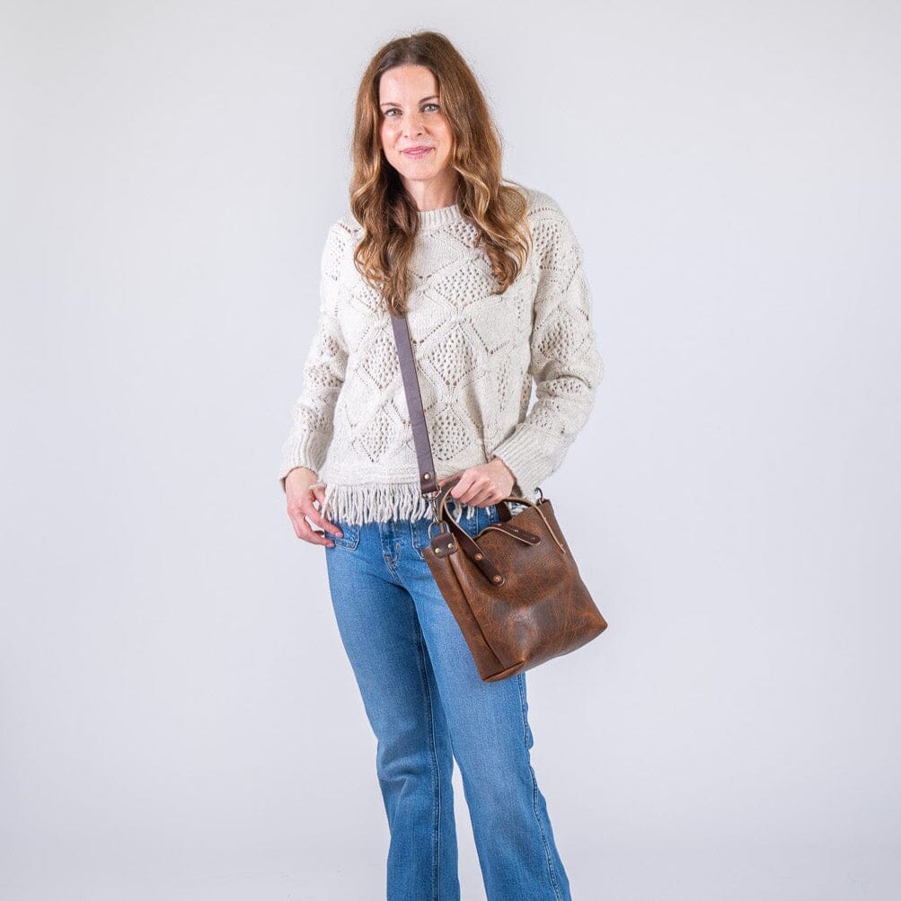 AVERY LEATHER TOTE BAG - MINI CROSSBODY - HICKORY BISON