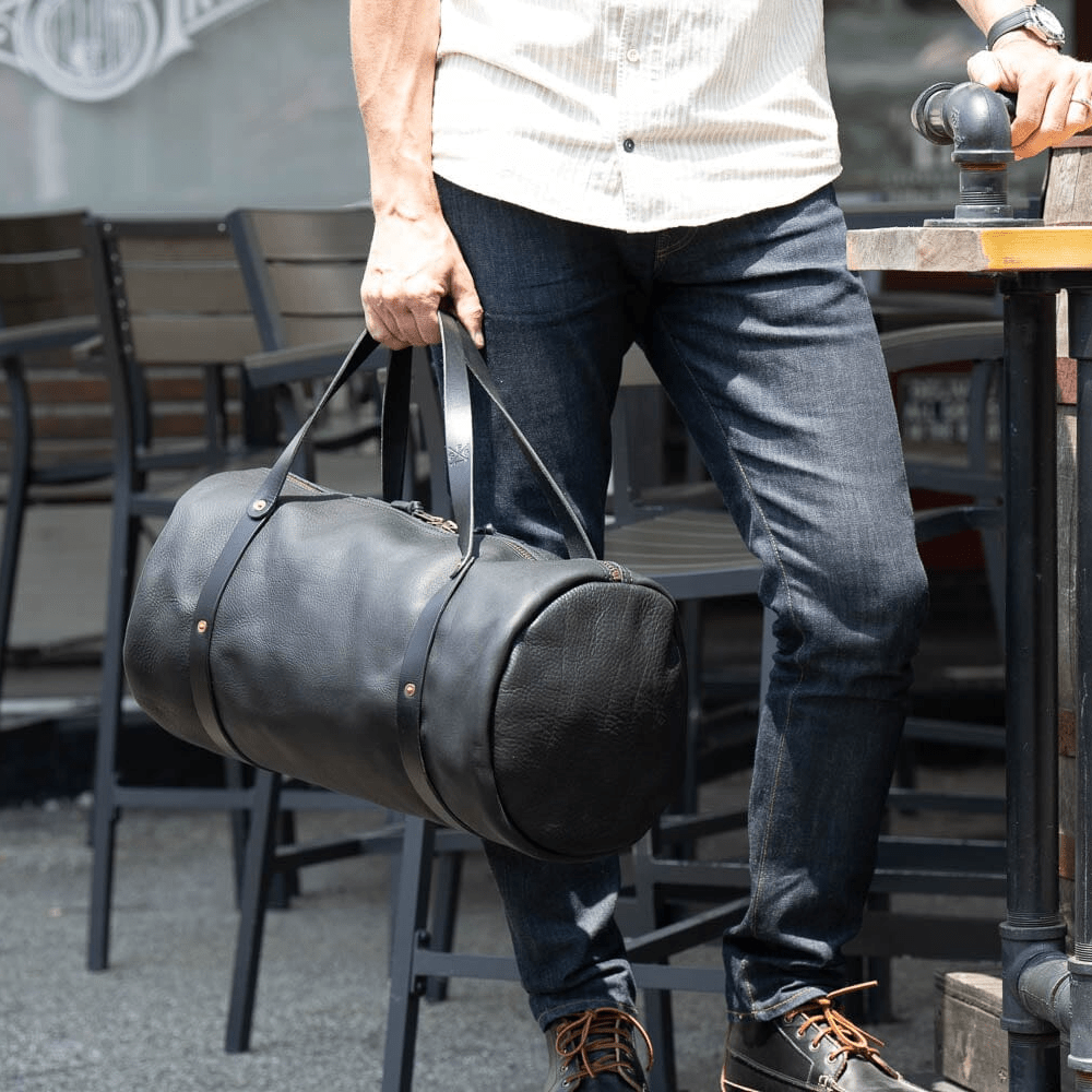 duffel bag men travel LEATHER ZIPPERED WEEKENDER DUFFLE BAG | MADE IN USA