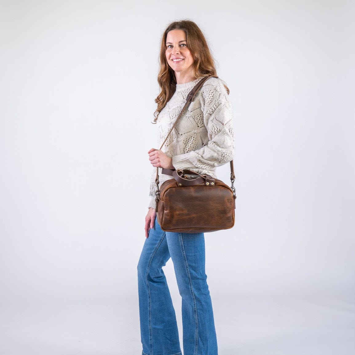 HOFFMAN LEATHER CROSSBODY BAG - HICKORY BISON - IN STOCK