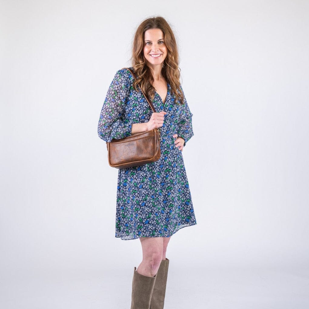 RENNIE LEATHER SHOULDER BAG - HICKORY BISON