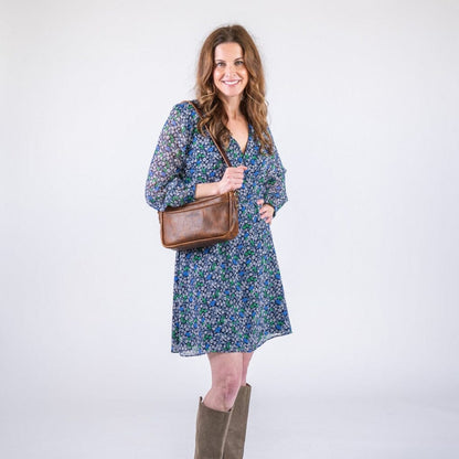 RENNIE LEATHER SHOULDER BAG - HICKORY BISON