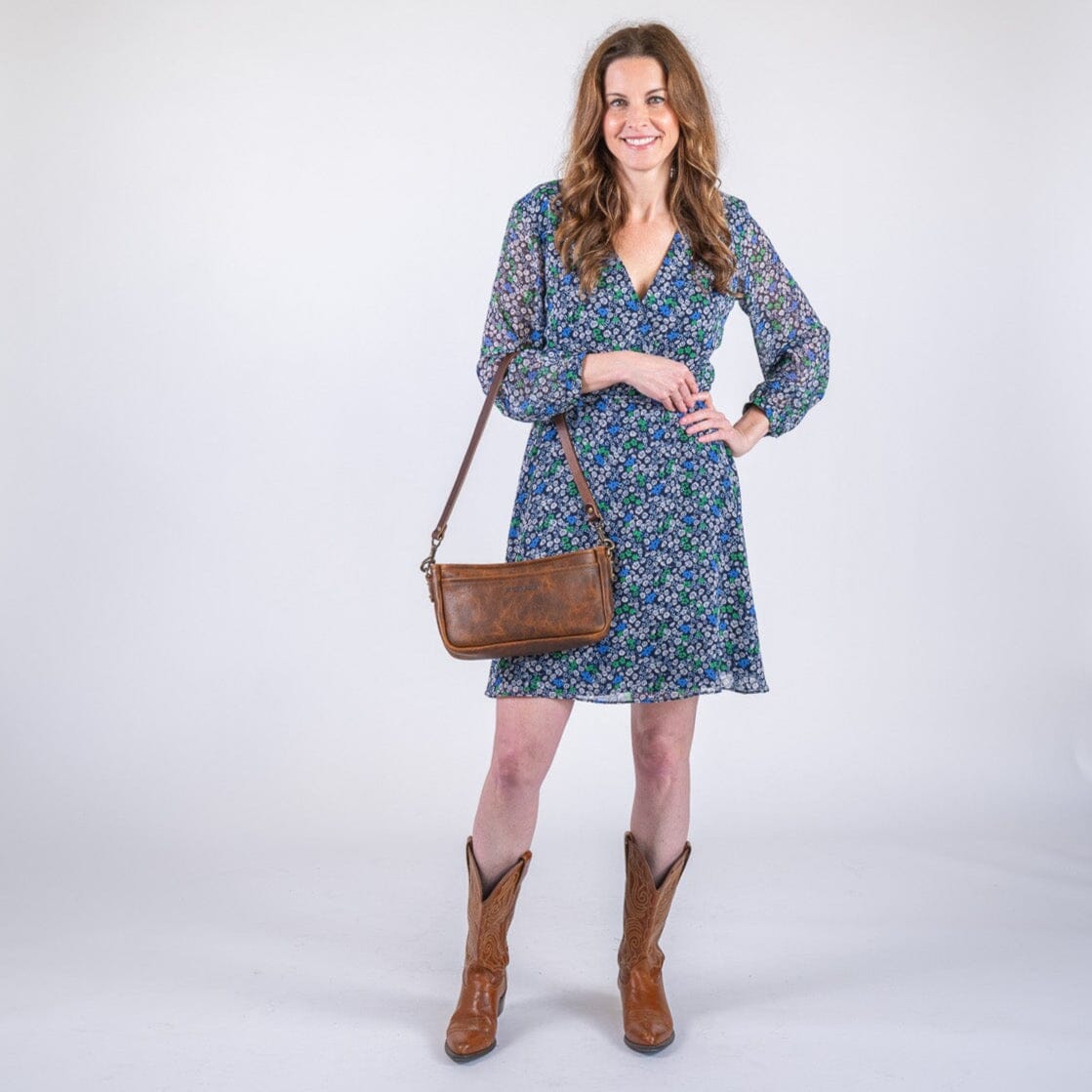 RENNIE LEATHER SHOULDER BAG - HICKORY BISON