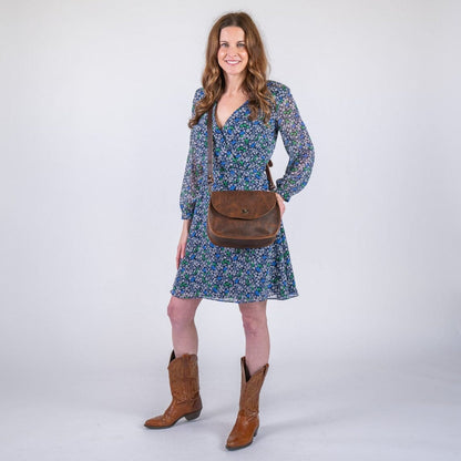 VIVIAN SATCHEL LEATHER CROSSBODY - HICKORY BISON