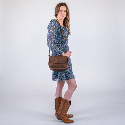 VIVIAN SATCHEL LEATHER CROSSBODY - HICKORY BISON