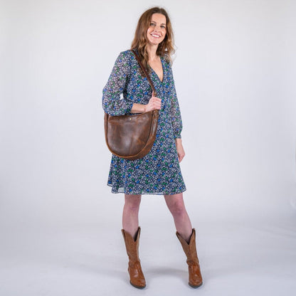 CELESTE LEATHER HOBO BAG - HICKORY BISON