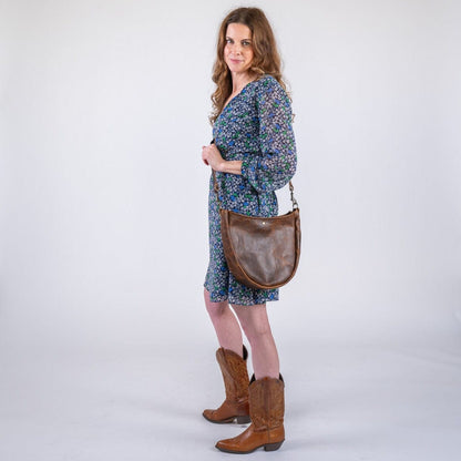 CELESTE LEATHER HOBO BAG - HICKORY BISON