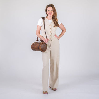 JANE LEATHER CROSSBODY - HICKORY BISON