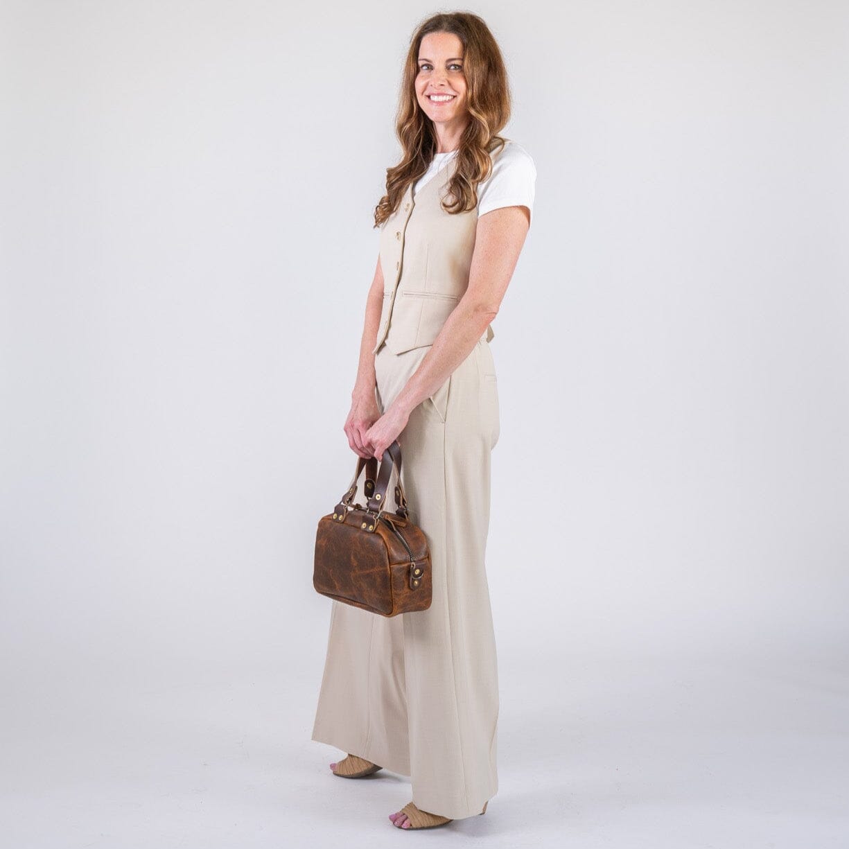 HOFFMAN LEATHER CROSSBODY BAG - MINI - HICKORY BISON