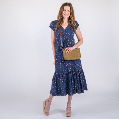 RENNIE LEATHER SHOULDER BAG - PISTACHIO SUEDE - IN STOCK