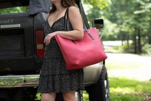 AVERY LEATHER TOTE BAG - LARGE - PINK