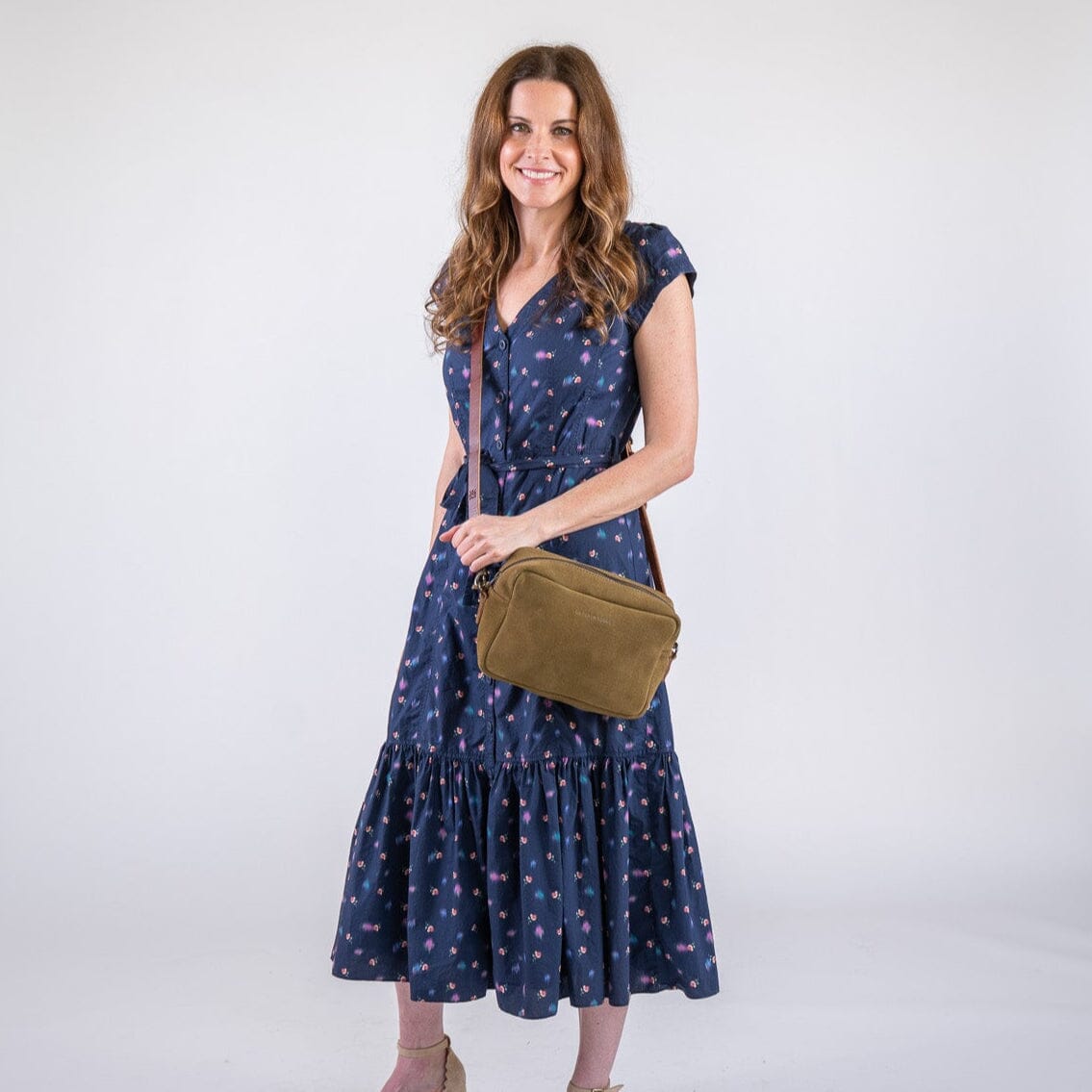 SARAH LEATHER CROSSBODY - PISTACHIO SUEDE - IN STOCK