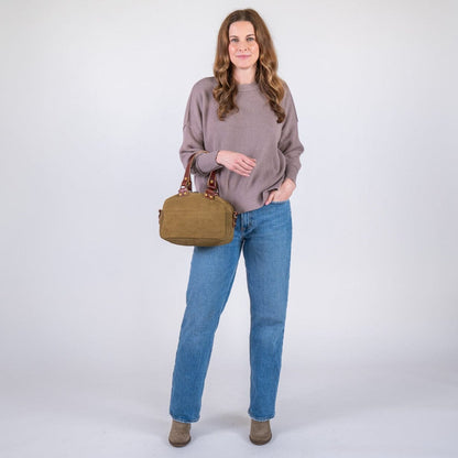 HOFFMAN LEATHER CROSSBODY BAG - MINI - PISTACHIO SUEDE