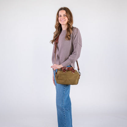 HOFFMAN LEATHER CROSSBODY BAG - MINI - PISTACHIO SUEDE