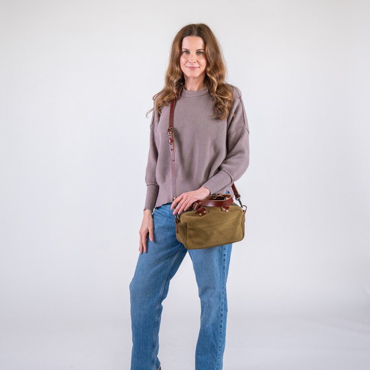 HOFFMAN LEATHER CROSSBODY BAG - MINI - PISTACHIO SUEDE