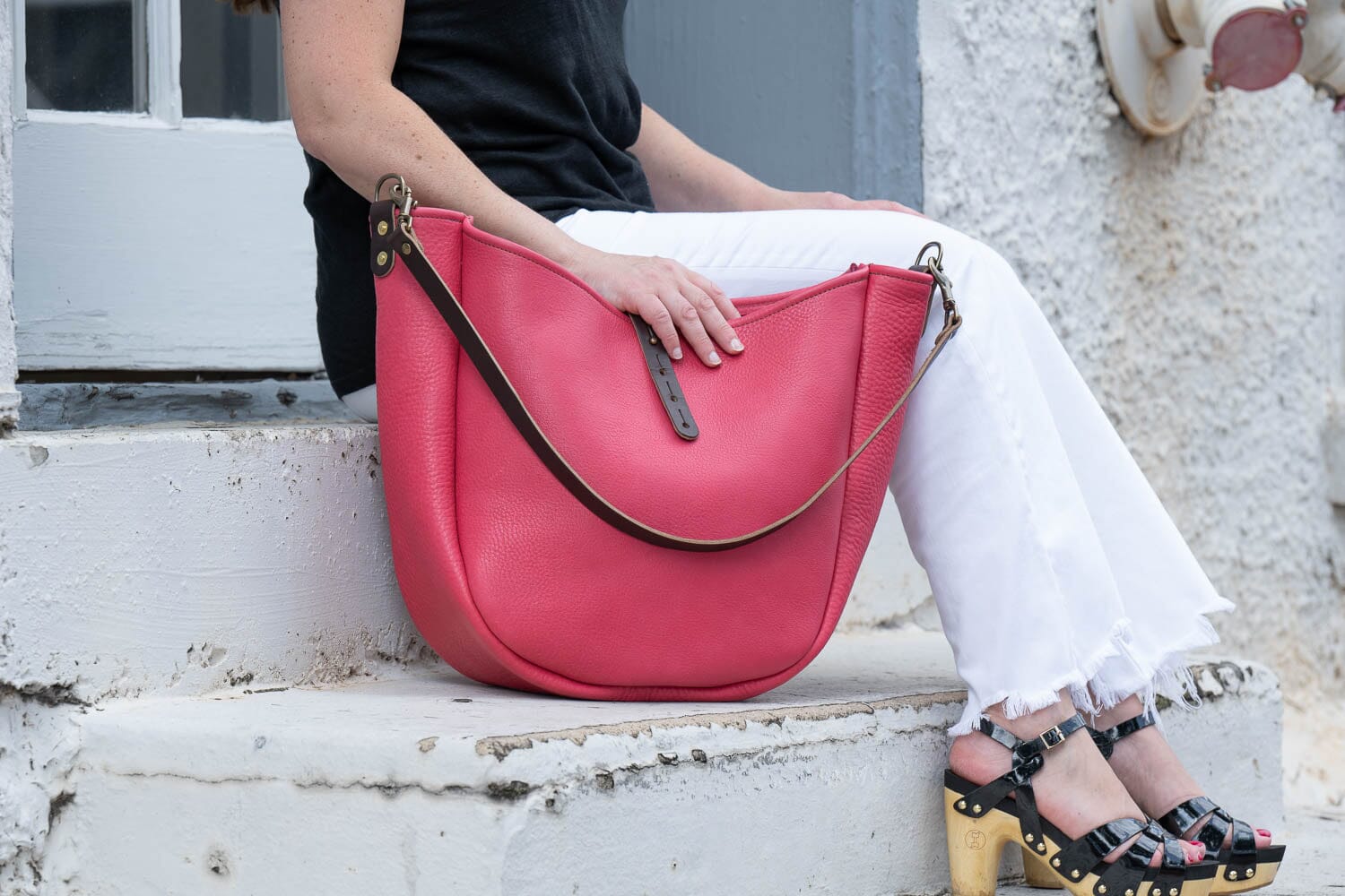 Celeste Leather Hobo Bag - Large - Pink - Go Forth Goods ®