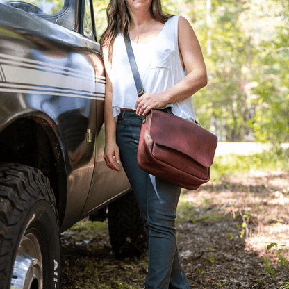 KINDLE LEATHER SATCHEL - MERLOT - IN STOCK