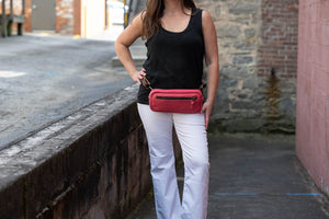 LEATHER FANNY PACK / LEATHER WAIST BAG - PINK