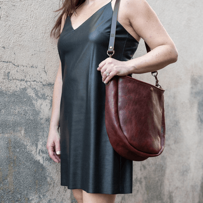 CELESTE LEATHER HOBO BAG - REDWOOD BISON