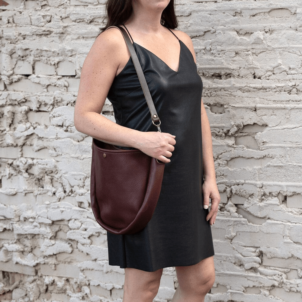 CELESTE LEATHER HOBO BAG - MERLOT