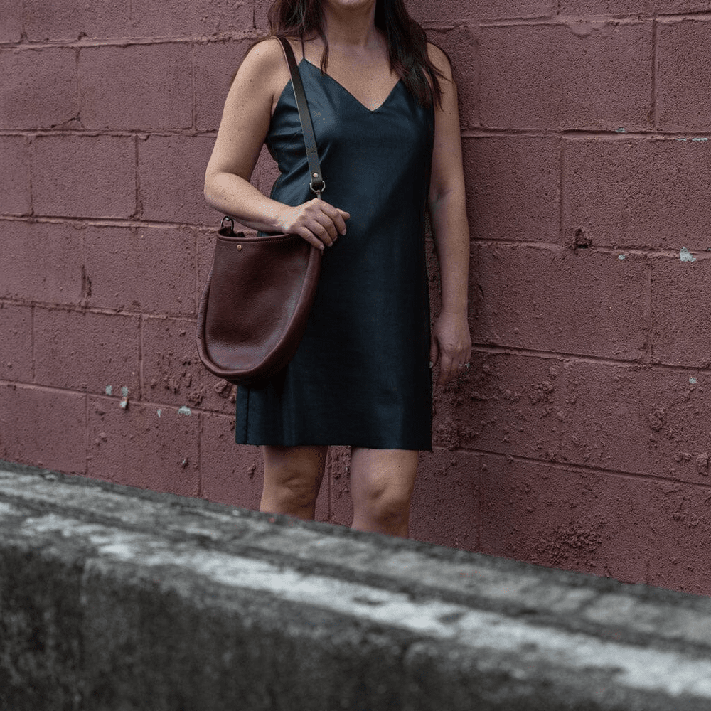 CELESTE LEATHER HOBO BAG - MERLOT