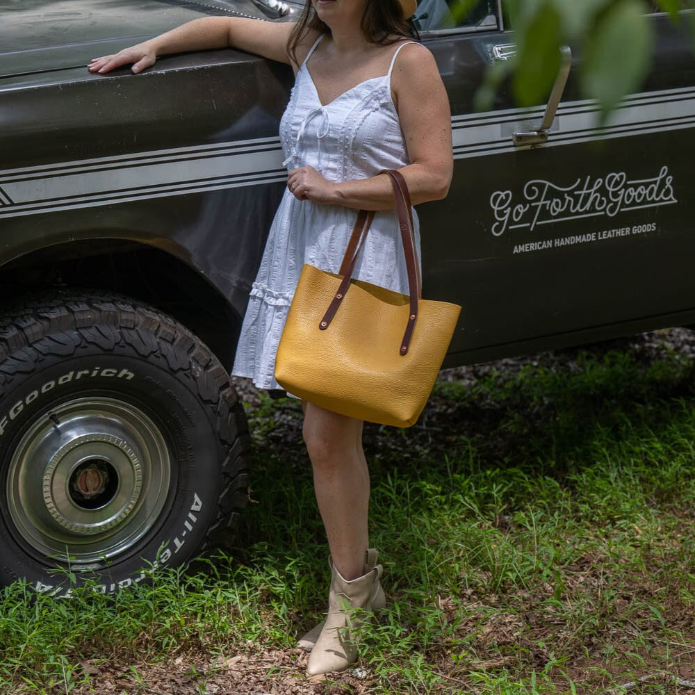 AVERY LEATHER TOTE BAG - SMALL - GOLDEN SUN