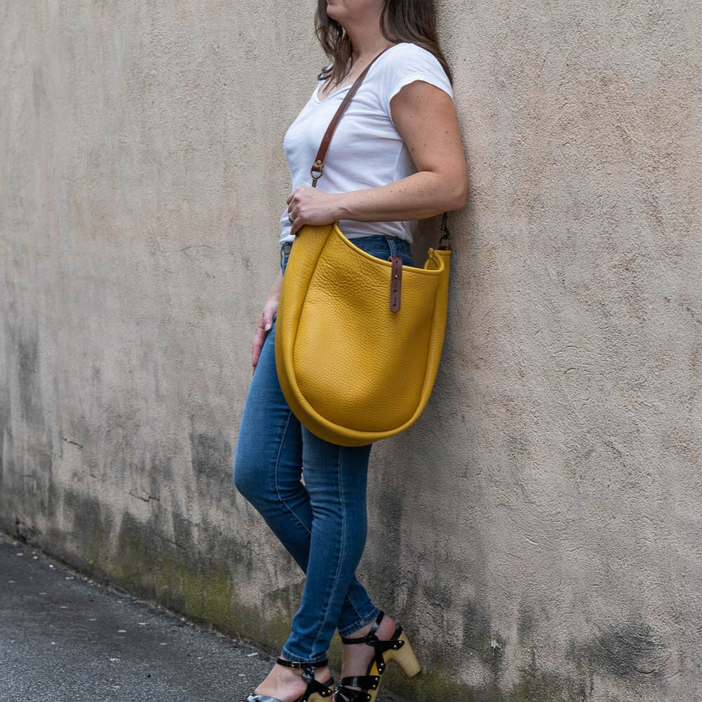 CELESTE LEATHER HOBO BAG - LARGE - GOLDEN SUN