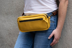 LEATHER FANNY PACK / LEATHER WAIST BAG - DELUXE - GOLDEN SUN