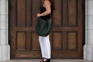 Celeste Leather Hobo Bag - Large - Forest Green