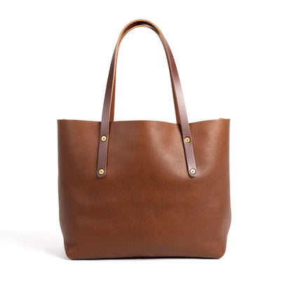 AVERY LEATHER TOTE BAG - LARGE - SADDLE - IN STOCK