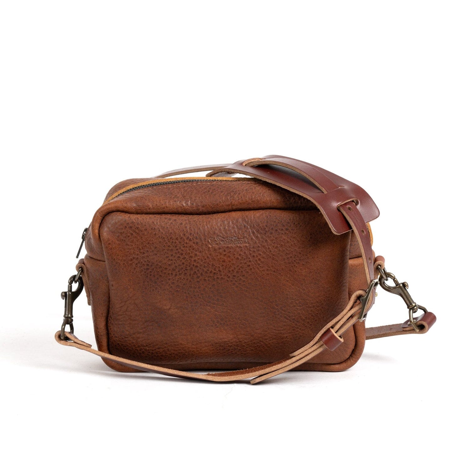 SARAH LEATHER CROSSBODY - SADDLE - WITH INSIDE POCKET - IN STOCK