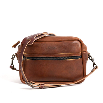 SARAH LEATHER CROSSBODY - MEDIUM - SADDLE - WITH ZIPPER POCKET - IN STOCK