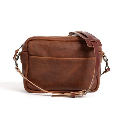 SARAH LEATHER CROSSBODY - LARGE - SADDLE - WITH HEMMED POCKET - IN STOCK