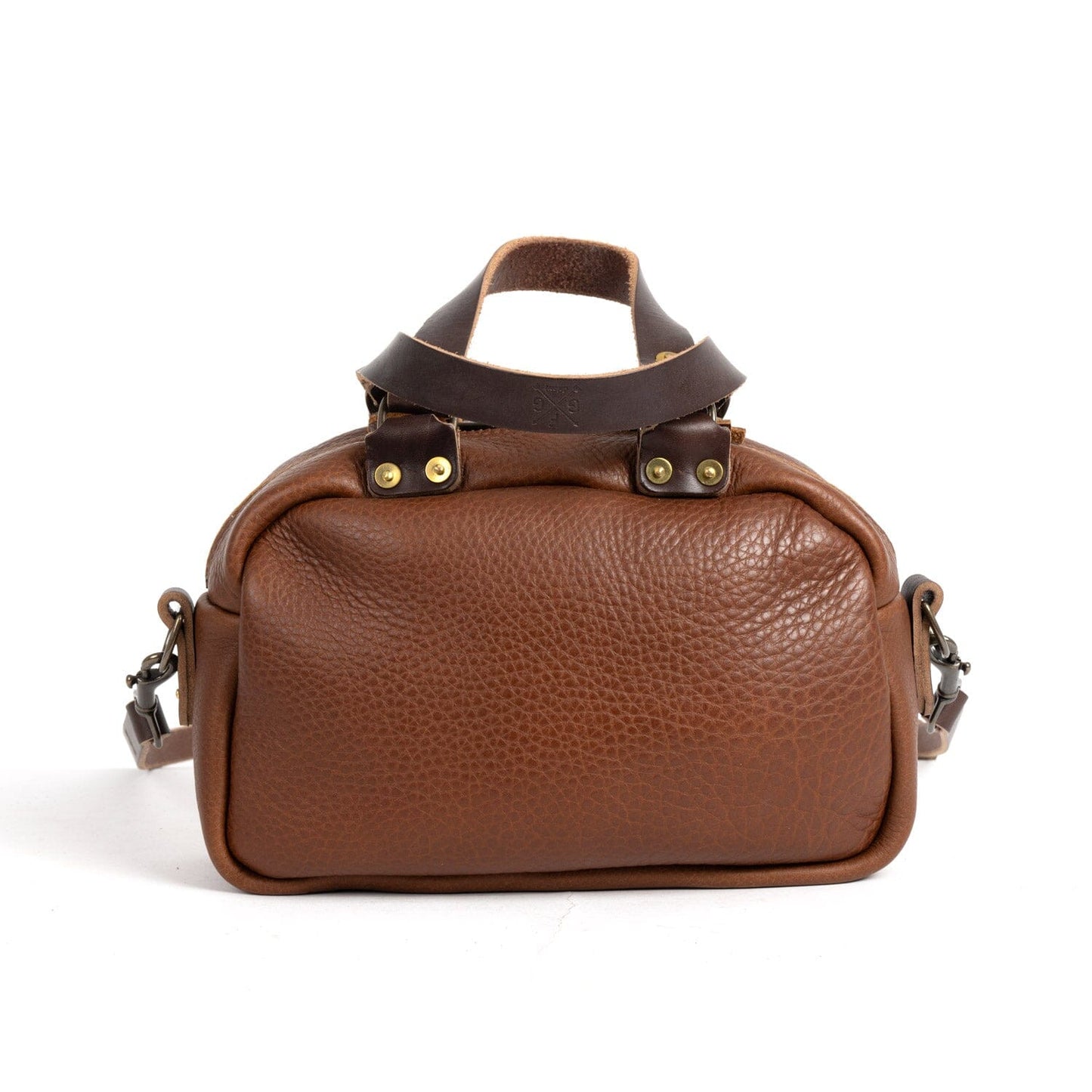 HOFFMAN LEATHER CROSSBODY BAG - SMALL - SADDLE - HEMMED POCKET WITH MAGNETIC SNAP - INSIDE POCKET - IN STOCK