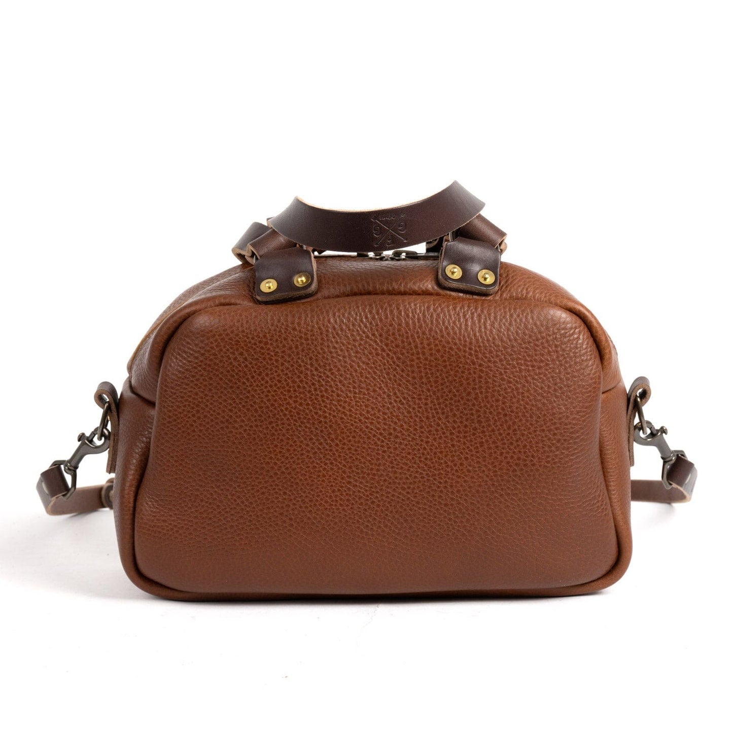 HOFFMAN LEATHER CROSSBODY BAG - SADDLE - ZIPPER OUTSIDE POCKET - IN STOCK