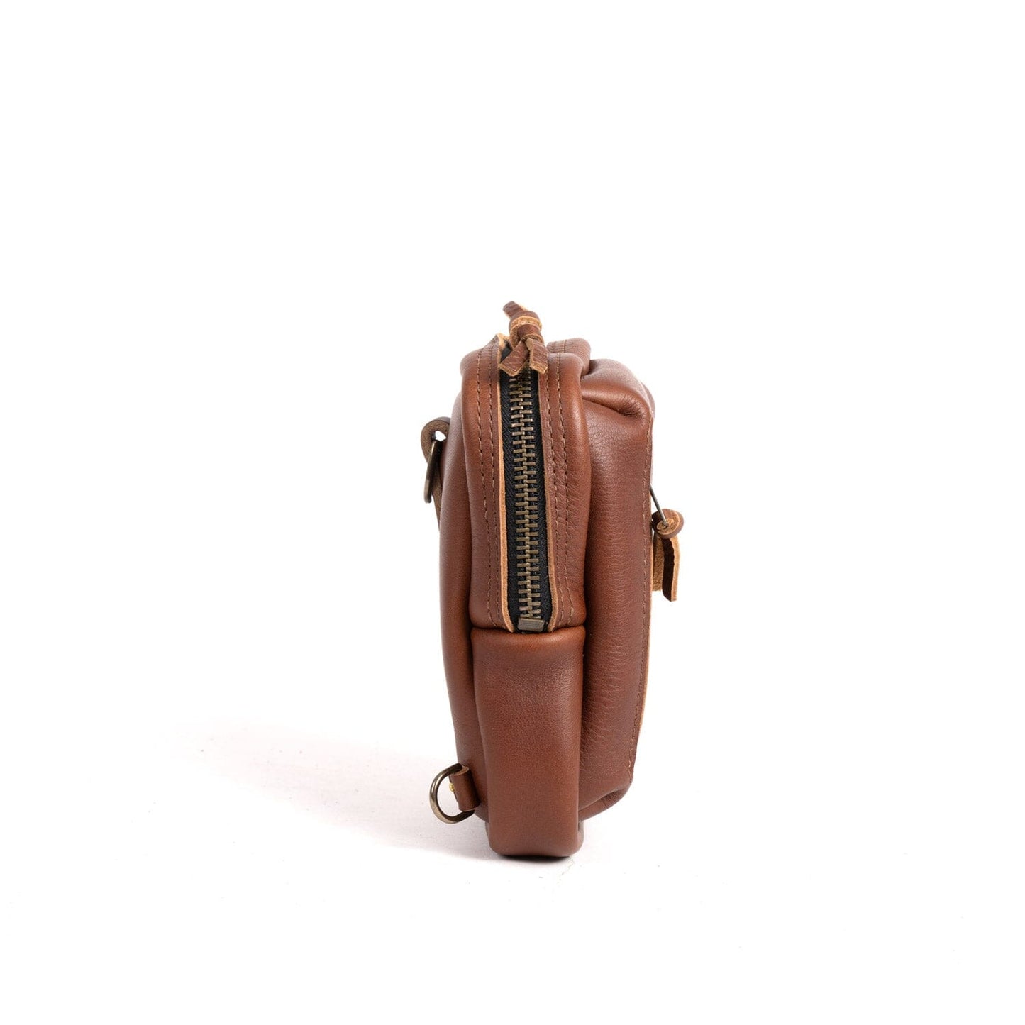 LEATHER SLING BAG - SMALL - SADDLE - IN STOCK